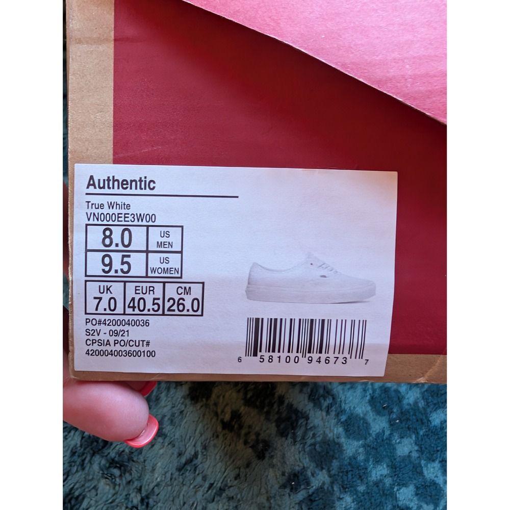 Vans Authentic True White Canvas Low Top Sneakers VN000EE3W00 Mens 8 Womens 9.5 - Picture 7 of 10